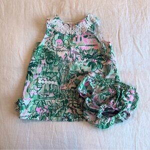 Lilly Pulitzer Green & Pink Dress with Bloomers - 18-24 mo